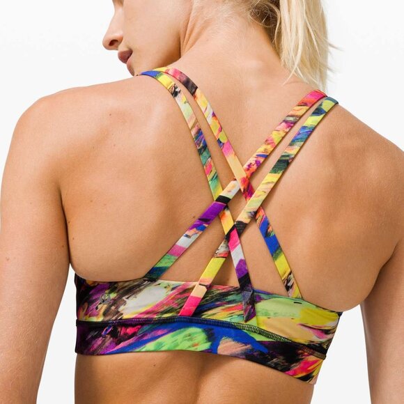 Lululemon Multi-Color Cris-Crossed Strappy Back Catalyst Multi Sports Bra - SZ 4 - Picture 6 of 12